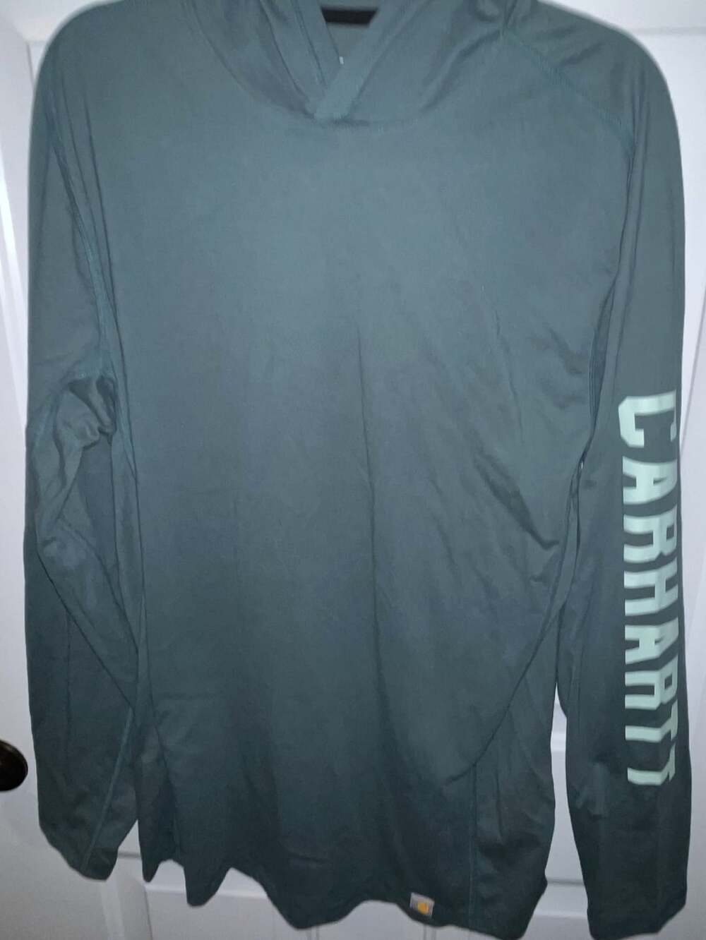 Carhartt Force Relaxed Fit Long Sleeve Hooded Tee Size M Greenstone